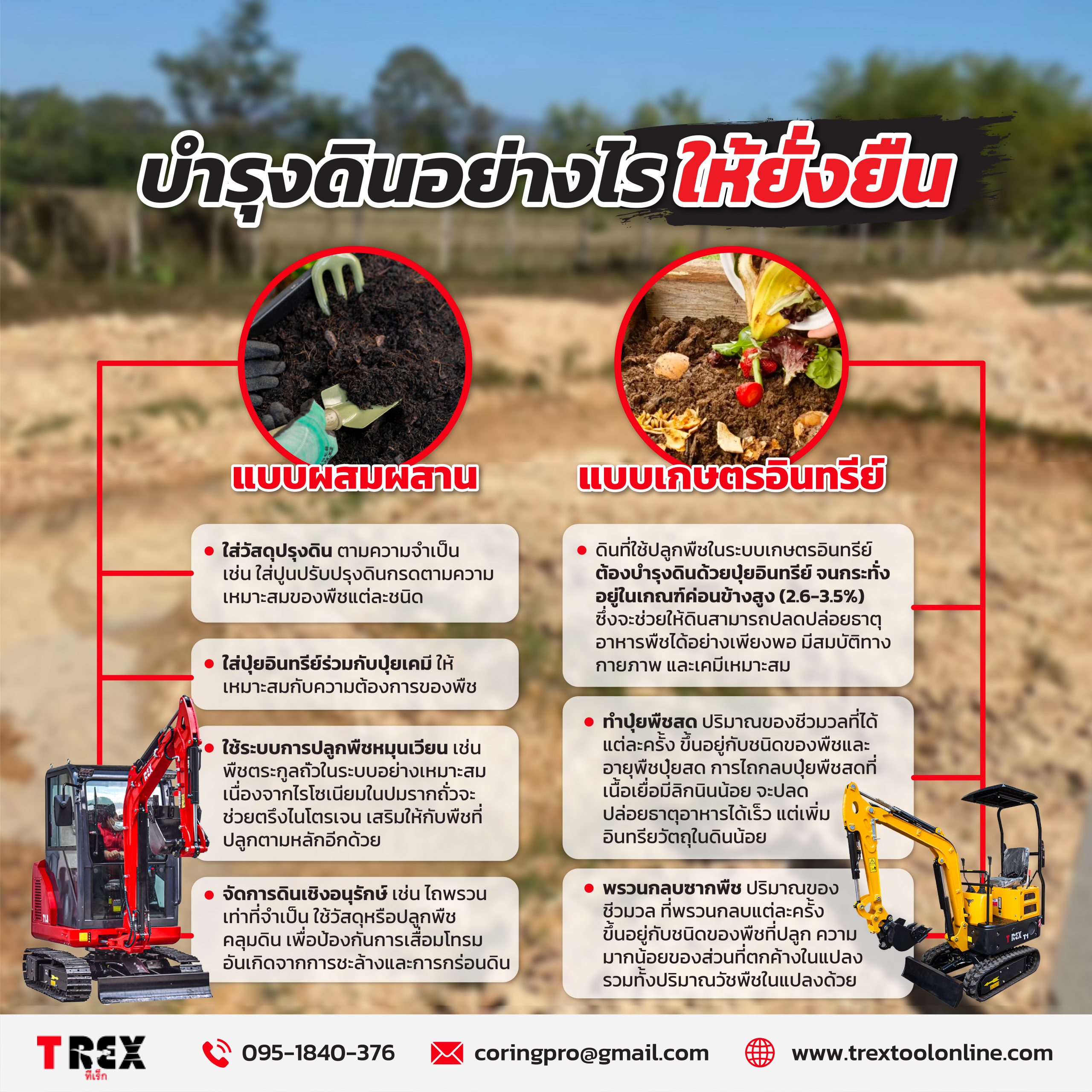 How to use mini excavator trex to improve soil in the farm